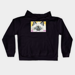 Siamese cat face art Kids Hoodie